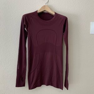 Lululemon swiftly long sleeve 4 maroon redwood